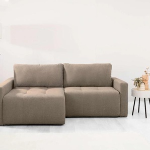 Ecksofa HOME AFFAIRE Eibisch Sofas Gr. B/H/T: 234cm x 90cm x 146cm, Chenille, Recamiere beidseitig montierbar, mit Bettfunktion und Bettkasten, beige L-Form mit Bettfunktion