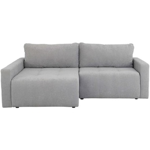 Ecksofa HOME AFFAIRE Eibisch Sofas Gr. B/H/T: 234cm x 90cm x 146cm, Chenille, Recamiere beidseitig montierbar, mit Bettfunktion und Bettkasten, grau (hellgrau) L-Form mit Bettfunktion