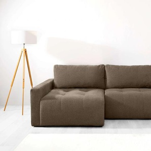 Ecksofa HOME AFFAIRE Eibisch Sofas Gr. B/H/T: 234cm x 90cm x 146cm, Struktur weich, Recamiere beidseitig montierbar, mit Bettfunktion und Bettkasten, braun (dunkelbraun) L-Form mit Bettfunktion