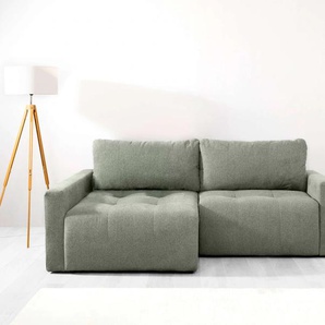 Ecksofa HOME AFFAIRE Eibisch Sofas Gr. B/H/T: 234cm x 90cm x 146cm, Struktur weich, Recamiere beidseitig montierbar, mit Bettfunktion und Bettkasten, grau L-Form mit Bettfunktion