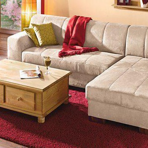 Ecksofa HOME AFFAIRE Falk L-Form Sofas Gr. B/H/T: 262cm x 77cm x 159cm, Microfaser PRIMABELLE, Recamiere rechts, ohne Bettfunktion, beige (natur) mit Federkern und wahlweise Bettfunktion