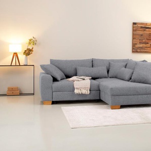 Ecksofa HOME AFFAIRE Helena II DuraSpring Sofas Gr. B/H/T: 227 cm x 88 cm x 190 cm, Struktur grob, Ottomane rechts, ohne Bettfunktion-mit Federkern, beige (moonlight) mit Taschenfederkern, bis 140 kg belastbar, wahlweise Bett