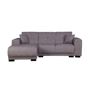 Ecksofa HOME AFFAIRE Langeland L-Form Sofas Gr. B/H/T: 234cm x 85cm x 163cm, Samtoptik, Recamiere links, grau incl. 2 Zierkissen, Recamiere wahlweise links oder rechts