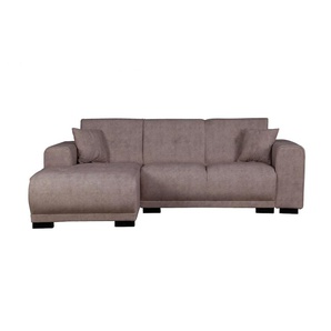 Ecksofa HOME AFFAIRE Langeland L-Form Sofas Gr. B/H/T: 234cm x 85cm x 163cm, Samtoptik, Recamiere links, grau (taupe) incl. 2 Zierkissen, Recamiere wahlweise links oder rechts