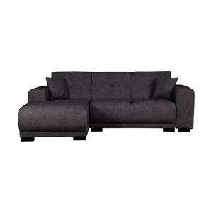 Ecksofa HOME AFFAIRE Langeland L-Form Sofas Gr. B/H/T: 234cm x 85cm x 163cm, Samtoptik, Recamiere links, schwarz incl. 2 Zierkissen, Recamiere wahlweise links oder rechts