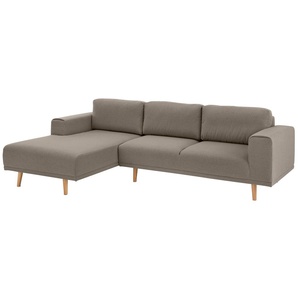 Ecksofa HOME AFFAIRE Lasse L-Form Sofas Gr. B/H/T: 273cm x 90cm x 167cm, Struktur fein, Recamiere links, braun im scandinavischen Stil mit Holzfüßen