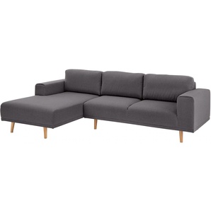 Ecksofa HOME AFFAIRE Lasse L-Form Sofas Gr. B/H/T: 273cm x 90cm x 167cm, Struktur fein, Recamiere links, grau (anthrazit) im scandinavischen Stil mit Holzfüßen