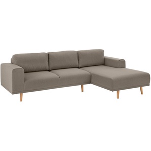 Ecksofa HOME AFFAIRE Lasse L-Form Sofas Gr. B/H/T: 273cm x 90cm x 167cm, Struktur fein, Recamiere rechts, braun im scandinavischen Stil mit Holzfüßen