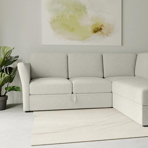 Ecksofa HOME AFFAIRE Lavars, L-Form, Schlafsofa Sofas Gr. B/H/T: 241 cm x 90 cm x 226 cm, Flachgewebe, Ottomane rechts, braun (latte) mit Bettfunktion und Stauraum, in zwei verschiedenen Bezugsqualitäten