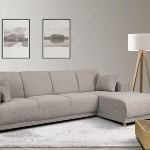 Ecksofa HOME AFFAIRE LEMPS wahlweise Recamiere links oder rechts L-Form Sofas Gr. B/H/T: 297cm x 85cm x 162cm, Material, Recamiere rechts, grau (hellgrau) incl. Zierkissen, Stellmaße 297x162 cm