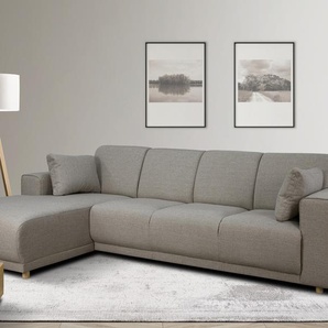 Ecksofa HOME AFFAIRE LEMPS wahlweise Recamiere links oder rechts L-Form Sofas Gr. B/H/T: 297cm x 85cm x 162cm, Struktur 1, Recamiere links, grau (taupe) incl. Zierkissen, Stellmaße 297x162 cm