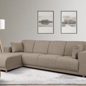 Ecksofa HOME AFFAIRE LEMPS wahlweise Recamiere links oder rechts L-Form Sofas Gr. B/H/T: 297cm x 85cm x 162cm, Struktur 2, Recamiere links, grau (taupe) incl. Zierkissen, Stellmaße 297x162 cm