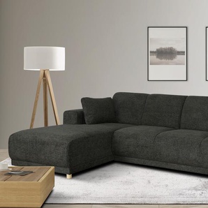 Ecksofa HOME AFFAIRE LEMPS wahlweise Recamiere links oder rechts L-Form Sofas Gr. B/H/T: 297cm x 85cm x 162cm, Struktur weich, Recamiere links, grau (anthrazit) incl. Zierkissen, Stellmaße 297x162 cm