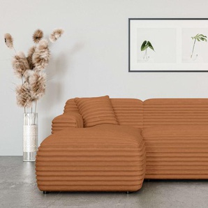 Ecksofa HOME AFFAIRE Lilliana Sofas Gr. B/H/T: 256cm x 76cm x 160cm, Cord, Recamiere links, orange (terra) L-Form