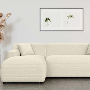 Ecksofa HOME AFFAIRE Lilliana Sofas Gr. B/H/T: 256cm x 76cm x 160cm, Feincord, Recamiere links, beige (creme) L-Form