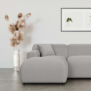 Ecksofa HOME AFFAIRE Lilliana Sofas Gr. B/H/T: 256cm x 76cm x 160cm, Feincord, Recamiere links, grau (hellgrau) L-Form