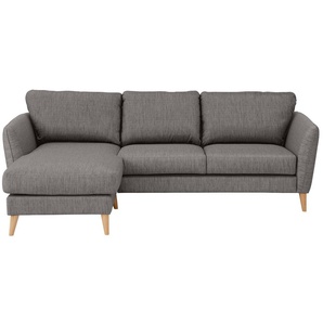 Ecksofa HOME AFFAIRE MARSEILLE (242/152cm),L-Form, Rec. rechts/links Sofas Gr. B/H/T: 242cm x 88cm x 152cm, Struktur fein, Recamiere links, grau (dunkelgrau) Massivholzbeine aus Eiche, in verschieden Bezügen und Farbvarianten