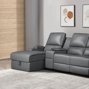 Ecksofa HOME AFFAIRE Napori Multimediasofa, 3er Kinosessel XXL, L-Form Sofas Gr. B/H/T: 240cm x 102cm x 155cm, Kunstleder, Recamiere links, grau Kinosofa mit Relaxfunktion, Getränkehalter, Staufach und Staukasten