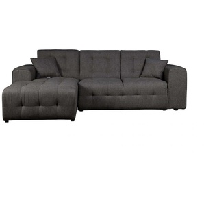 Ecksofa HOME AFFAIRE Nosia L-Form Sofas Gr. B/H/T: 234cm x 85cm x 163cm, Material, Recamiere links, grau (dunkelgrau) incl. 2 Zierkissen, mit feiner Steppung