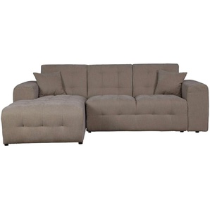 Ecksofa HOME AFFAIRE Nosia L-Form Sofas Gr. B/H/T: 234cm x 85cm x 163cm, Material, Recamiere links, grau (taupe) incl. 2 Zierkissen, mit feiner Steppung