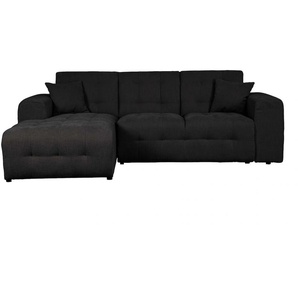 Ecksofa HOME AFFAIRE Nosia L-Form Sofas Gr. B/H/T: 234cm x 85cm x 163cm, Material, Recamiere links, schwarz incl. 2 Zierkissen, mit feiner Steppung