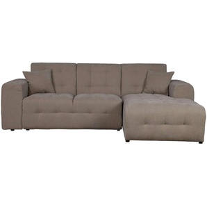 Ecksofa HOME AFFAIRE Nosia L-Form Sofas Gr. B/H/T: 234cm x 85cm x 163cm, Material, Recamiere rechts, grau (taupe) incl. 2 Zierkissen, mit feiner Steppung