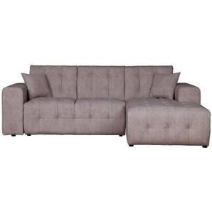 Ecksofa HOME AFFAIRE Nosia L-Form Sofas Gr. B/H/T: 234cm x 85cm x 163cm, Samtoptik, Recamiere rechts, grau (taupe) incl. 2 Zierkissen, mit feiner Steppung