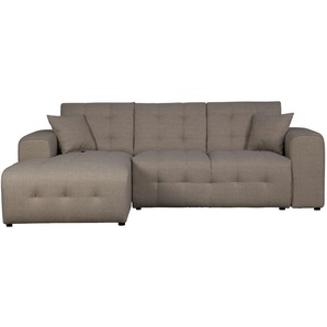 Ecksofa HOME AFFAIRE Nosia L-Form Sofas Gr. B/H/T: 234cm x 85cm x 163cm, Struktur fein, Recamiere links, grau (taupe) incl. 2 Zierkissen, mit feiner Steppung