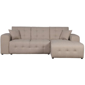 Ecksofa HOME AFFAIRE Nosia L-Form Sofas Gr. B/H/T: 234cm x 85cm x 163cm, Struktur fein, Recamiere rechts, beige incl. 2 Zierkissen, mit feiner Steppung