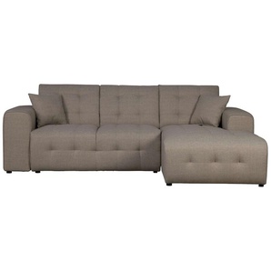 Ecksofa HOME AFFAIRE Nosia L-Form Sofas Gr. B/H/T: 234cm x 85cm x 163cm, Struktur fein, Recamiere rechts, grau (taupe) incl. 2 Zierkissen, mit feiner Steppung