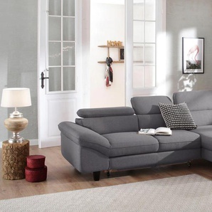 Ecksofa HOME AFFAIRE Pilot L-Form Sofas Gr. B/H/T: 268cm x 73cm x 108cm, Struktur, Recamiere rechts, mit Kopfteilverstellung-ohne Bettfunktion-ohne Bettkasten, grau wahlweise mit Bettfunktion und Bettkasten