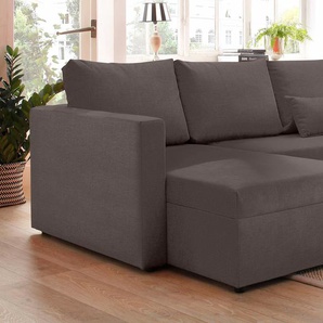 Ecksofa HOME AFFAIRE Pur L-Form Sofas Gr. B/H/T: 224cm x 87cm x 160cm, Struktur, Recamiere links, mit Bettfunktion, braun wahlweise mit Bettfunktion