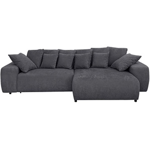 Ecksofa HOME AFFAIRE Sundance Sofas Gr. B/H/T: 318 cm x 87 cm x 188 cm, Struktur Chenille, ohne Bettfunktion-ohne Bettkasten-ohne Topper, schwarz Dauerschläfer mit EasyBett-Schlaffunktion, Bettkasten und Topper