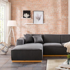 Ecksofa HOME AFFAIRE Terry L-Form Sofas Gr. B/H/T: 274cm x 75cm x 165cm, Luxus-Microfaser, Recamiere links, Ecksofa frei im Raum stellbar, grau Ecksofa Möbel Polstermöbel Sofas mit offener Kedernaht und Holzuntergestell