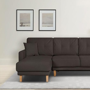 Ecksofa HOME AFFAIRE Triplo, Zierkissen, Schlaffunktion, B/T/H: 234/164/89 cm, L-Form Sofas Gr. B/H/T: 234cm x 89cm x 164cm, Struktur weich, Recamiere links, mit Bettfunktion-mit Bettkasten, schwarz wahlweise mit Bettfunktion und Bettkasten, Liegefläche