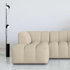 Ecksofa HOME AFFAIRE Tuure Sofas Gr. B/H/T: 255cm x 81cm x 177cm, Struktur, Ottomane links, in vielen Bezugsqualitäten und Farben, grau (taupe) L-Form, mit Welllenunterfederung