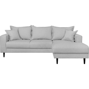 Ecksofa HOME AFFAIRE VEYRAS L-Form Sofas Gr. B/H/T: 230cm x 76cm x 150cm, Struktur, Ottomane rechts, grau (hellgrau) hoher Sitzkomfort, incl. 2 Zierkissen mit Keder, BTH: 23015076 cm