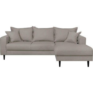 Ecksofa HOME AFFAIRE VEYRAS L-Form Sofas Gr. B/H/T: 230cm x 76cm x 150cm, Struktur, Ottomane rechts, grau (taupe) hoher Sitzkomfort, incl. 2 Zierkissen mit Keder, BTH: 23015076 cm