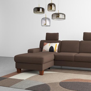 Ecksofa HOME AFFAIRE Vision L-Form Sofas Gr. B/H/T: 252 cm x 90 cm x 164 cm, Easy care, Recamiere links, ohne Bettfunktion-ohne Bettkasten, braun (espresso) mit Federkern, wahlweise Bettfunktion und Bettkasten