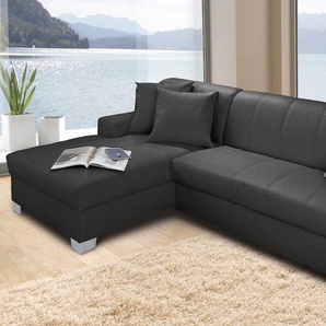 Ecksofa INOSIGN Anzio L-Form Sofas Gr. B/H/T: 239cm x 75cm x 82cm, Kunstleder SOFTLUX, Recamiere links, ohne Bettfunktion, schwarz wahlweise mit Bettfunktion