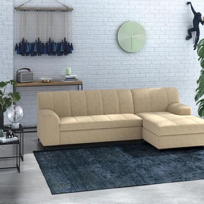 Ecksofa INOSIGN Balme L-Form Sofas Gr. B/H/T: 239cm x 75cm x 152cm, Struktur fein, Recamiere rechts, mit Bettfunktion, beige Inkl. Zierkissen, wahlweise mit Bettfunktion