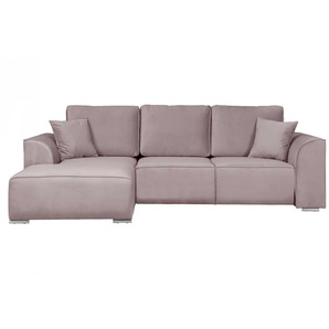 Ecksofa INOSIGN Beatrice L-Form Sofas Gr. B/H/T: 265cm x 86cm x 170cm, Material, Ottomane links, ohne Bettfunktion-ohne Bettkasten, lila wahlweise auch mit Bettfunktion und Bettkasten