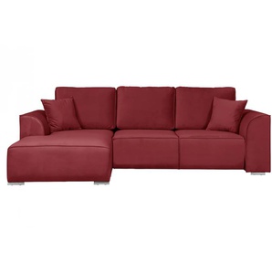 Ecksofa INOSIGN Beatrice L-Form Sofas Gr. B/H/T: 265cm x 86cm x 170cm, Material, Ottomane links, ohne Bettfunktion-ohne Bettkasten, rot wahlweise auch mit Bettfunktion und Bettkasten