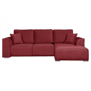 Ecksofa INOSIGN Beatrice L-Form Sofas Gr. B/H/T: 265cm x 86cm x 170cm, Material, Ottomane rechts, ohne Bettfunktion-ohne Bettkasten, rot wahlweise auch mit Bettfunktion und Bettkasten