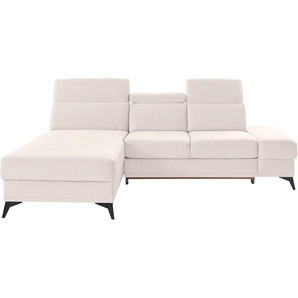 Ecksofa INOSIGN Cardiz L-Form Sofas Gr. B/H/T: 246cm x 83cm x 173cm, Struktur fein, Recamiere links, ohne Bettfunktion-ohne Bettkasten, beige (natur) inkl.Kopfteilverstellung und Federkern wahlweise mit Bettfunktion