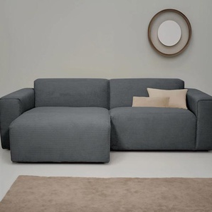 Ecksofa INOSIGN Clayton Sofas Gr. B/H/T: 247cm x 70cm x 141cm, Cord, Recamiere links, grau in einem trendigen Cord-Bezug, verschiedene Kombinationen verfügbar