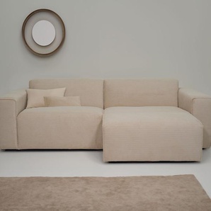 Ecksofa INOSIGN Clayton Sofas Gr. B/H/T: 247cm x 70cm x 141cm, Cord, Recamiere rechts, beige (sand) in einem trendigen Cord-Bezug, verschiedene Kombinationen verfügbar