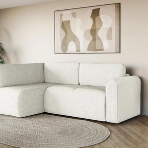 Ecksofa INOSIGN Ecksofa Zacharia wahlweise mit Bettfunktion, BxTxH 250x166x86 cm Sofas Gr. B/H/T: 250cm x 86cm x 166cm, Boucle, Ottomane beidseitig montierbar, mit Bettfuntion und Bettkasten, beige (creme) L-Form mit Wellenunterfederung, Recamiere