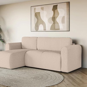 Ecksofa INOSIGN Ecksofa Zacharia wahlweise mit Bettfunktion, BxTxH 250x166x86 cm Sofas Gr. B/H/T: 250cm x 86cm x 166cm, Boucle, Recamiere beidseitig montierbar, ohne Bettfunktion und Bettkasten, beige L-Form mit Wellenunterfederung, Recamiere beidseitig