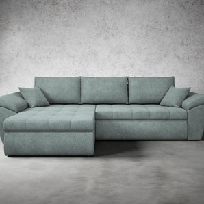 Ecksofa INOSIGN Eola Sofas Gr. B/H/T: 292cm x 88cm x 183cm, Microfaser, Recamiere links, grau mit Bettfunktion und Bettkasten